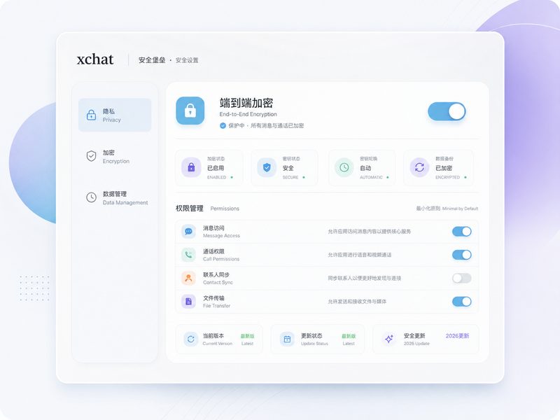 xchat隐私保护说明与安全设置界面